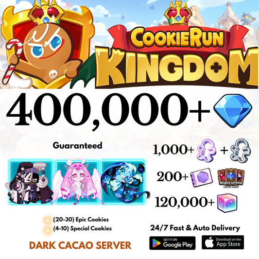 [GLOBAL/Dark Cacao] 400,000+Gems+Awaken Dark Cacao+Eternal Sugar+Shadow Milk Cookie Run: Kingdom Starter Account