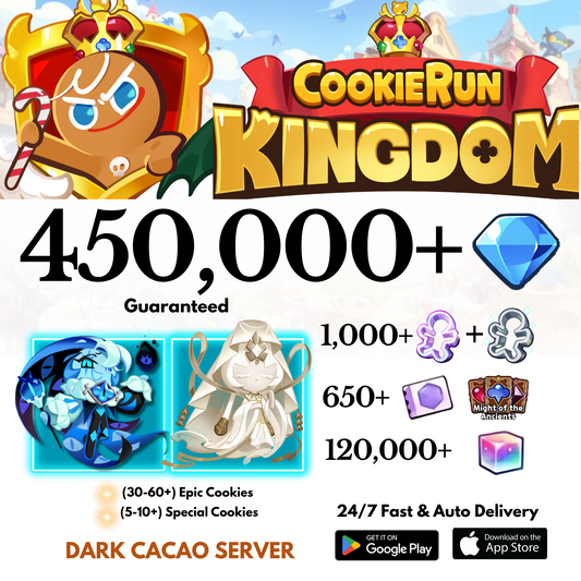 [GLOBAL/Dark Cacao] 450,000+Gems+Shadow Milk+Mystic Flour Cookie Run: Kingdom Starter Account