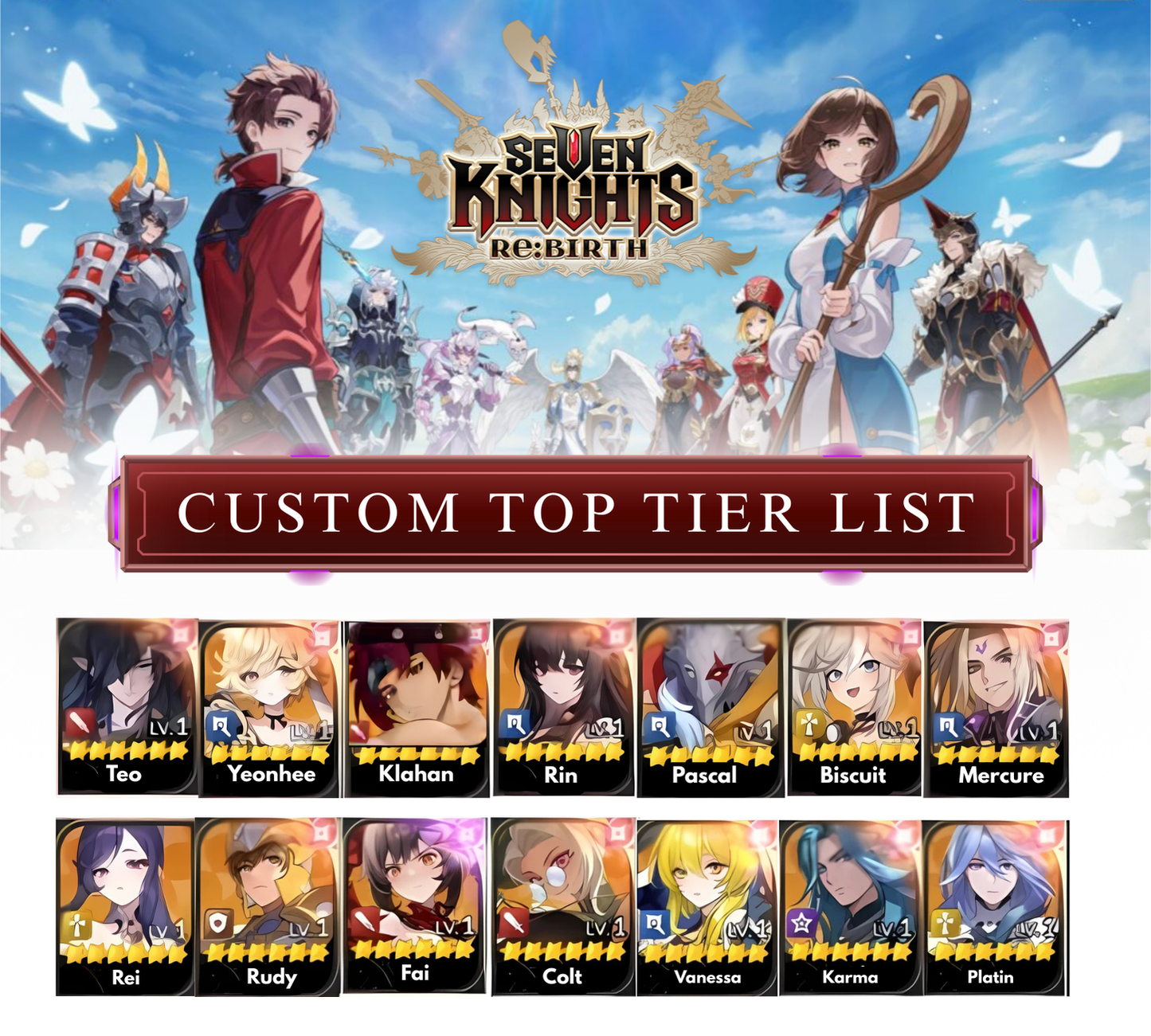 [GLOBAL] Custom combo Seven Knights Re:BIRTH Starter Reroll Account