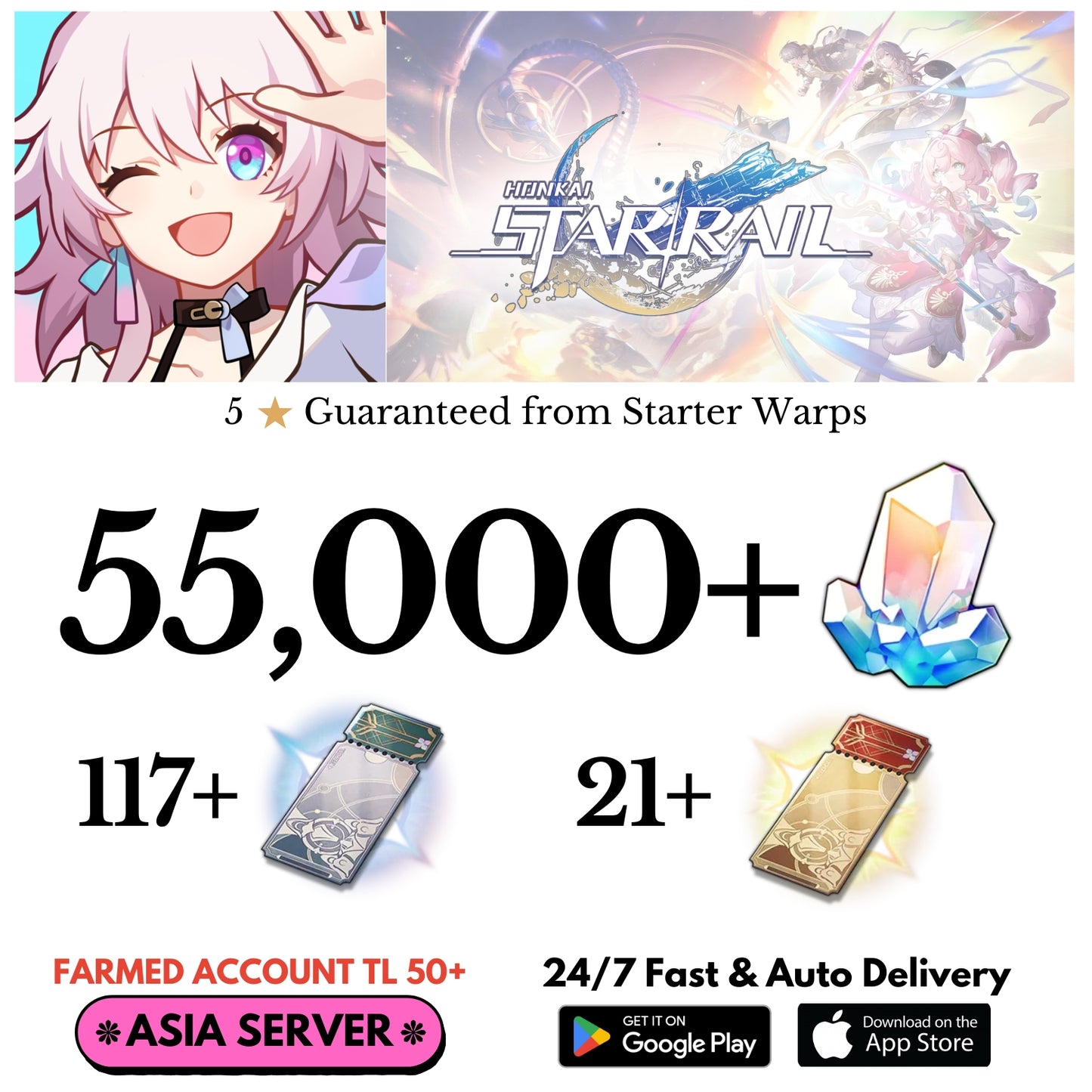 [Asia] 55,000+Jades Honkai Star Rail Farmed Account
