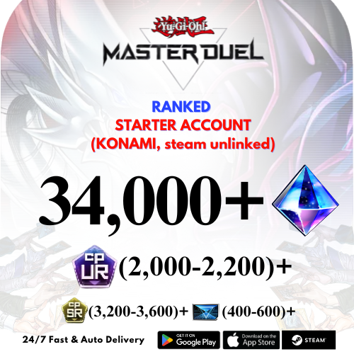 [GLOBAL] 34,000+Gems 2,000+UR CP Yu-Gi-Oh! Master Duel Starter Reroll Account