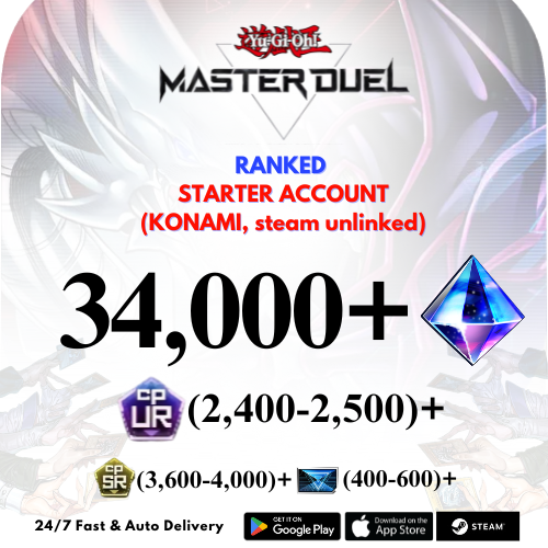 [GLOBAL] 34,000+Gems 2,400+UR CP Yu-Gi-Oh! Master Duel Starter Reroll Account