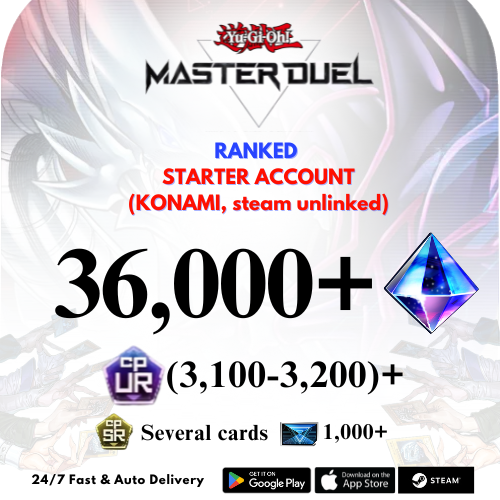 [GLOBAL] 36,000+Gems 3,100+UR CP Yu-Gi-Oh! Master Duel Starter Reroll Account
