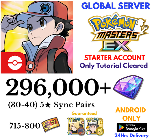 [GLOBAL/Android] 296,000+Gems Pokémon Masters EX Starter Reroll Account