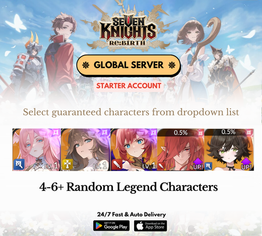 [GLOBAL] Custom combo Juri/Rosie/Fai/Teo/Yeonhee  Seven Knights Re:BIRTH Starter Reroll Account