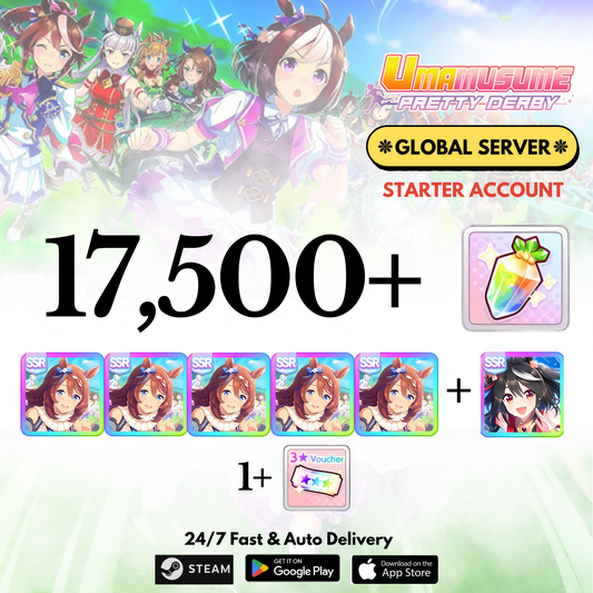 [GLOBAL] 17,500+Carats+Super creek x5+Kitasan black Uma Musume Pretty Derby Starter Reroll Account