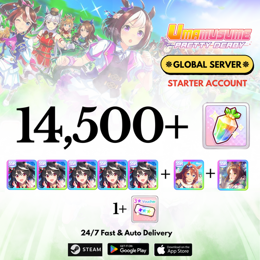 [GLOBAL] 14,500+Carats+Kitasan black x5+Super creek+Fine motion Uma Musume Pretty Derby Starter Account
