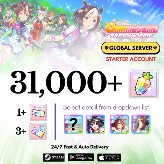 [GLOBAL] 31,000+Carats+Selected character Uma Musume Pretty Derby Starter Reroll Account