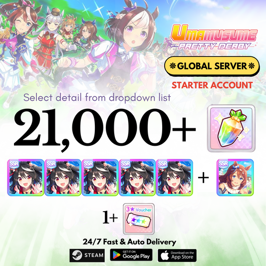 [GLOBAL] 21,000+Carats+Kitasan black x5+Super creek Uma Musume Pretty Derby Starter Reroll Account