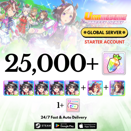 [GLOBAL] 25,000+Carats+Kitasan black x5+Super creek+Fine motion Uma Musume Pretty Derby Starter Account
