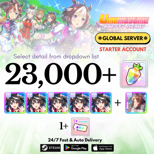 [GLOBAL] 23,000+Carats+Kitasan black x5+Fine motion Uma Musume Pretty Derby Starter Reroll Account