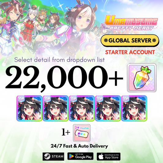 [GLOBAL] 22,000+Carats+Kitasan black x5 Uma Musume Pretty Derby Starter Reroll Account