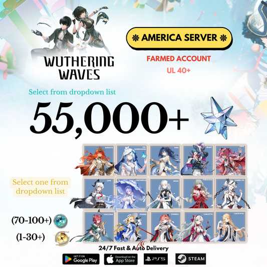 [AMERICA/NA] 35,000-55,000+ Astrite +1 Character Wuthering Waves Farmed Reroll Account