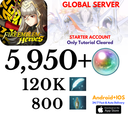 [GLOBAL/AD+iOS] 5,950+Orbs Fire Emblem Heroes Starter Reroll Account